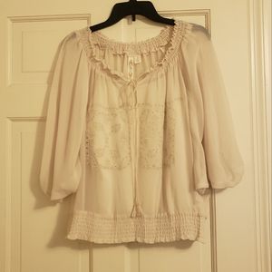 NWOT Adiva cream color embroidered top, size Small